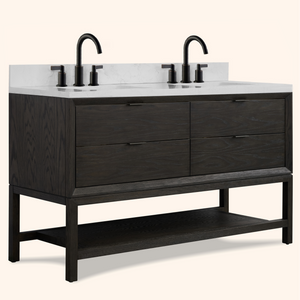Legion Furniture 60" VANITY BROWN OAK FINISH WITH 1" THICK WHITE ARTIFICIAL STONE WH2460-BO-KD