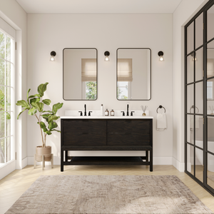 Legion Furniture 60" VANITY BROWN OAK FINISH WITH 1" THICK WHITE ARTIFICIAL STONE WH2460-BO-KD