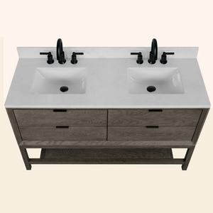 Legion Furniture 60" VANITY GREY OAK FINISH WITH 1" THICK WHITE ARTIFICIAL STONE WH2460-GO-KD