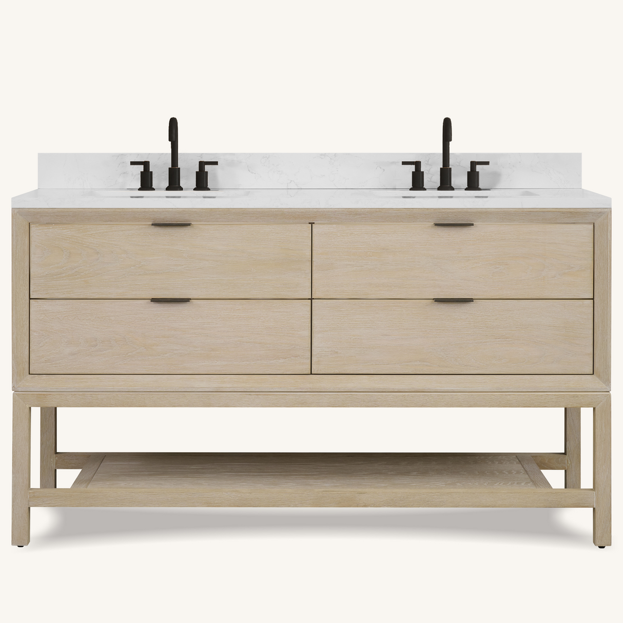 Legion Furniture 60" VANITY WHITEWASHED OAK FINISH WITH 1" THICK WHITE ARTIFICIAL STONE WH2460-WO-KD