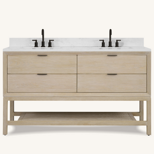 Legion Furniture 60" VANITY WHITEWASHED OAK FINISH WITH 1" THICK WHITE ARTIFICIAL STONE WH2460-WO-KD
