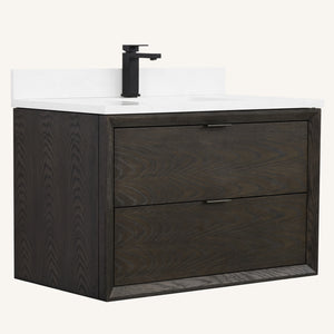 Legion Furniture 36" VANITY BROWN OAK FINISH WITH 1" THICK WHITE ARTIFICIAL STONE WH2536-BO