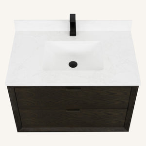 Legion Furniture 36" VANITY BROWN OAK FINISH WITH 1" THICK WHITE ARTIFICIAL STONE WH2536-BO