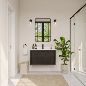 Legion Furniture 36" VANITY BROWN OAK FINISH WITH 1" THICK WHITE ARTIFICIAL STONE WH2536-BO
