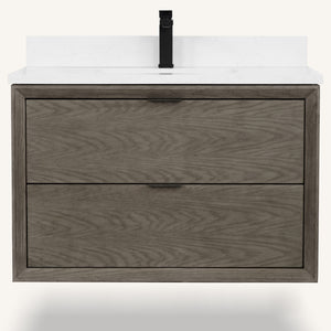 Legion Furniture 36" VANITY GREY OAK FINISH WITH 1" THICK WHITE ARTIFICIAL STONE WH2536-GO