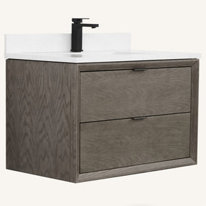 Legion Furniture 36" VANITY GREY OAK FINISH WITH 1" THICK WHITE ARTIFICIAL STONE WH2536-GO