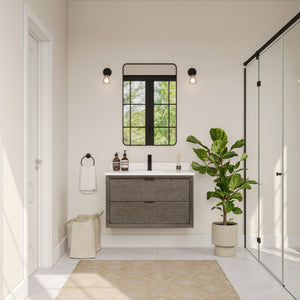 Legion Furniture 36" VANITY GREY OAK FINISH WITH 1" THICK WHITE ARTIFICIAL STONE WH2536-GO