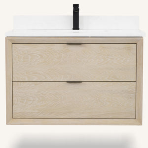 Legion Furniture 36" VANITY WHITEWASHED OAK FINISH WITH 1" THICK WHITE ARTIFICIAL STONE WH2536-WO
