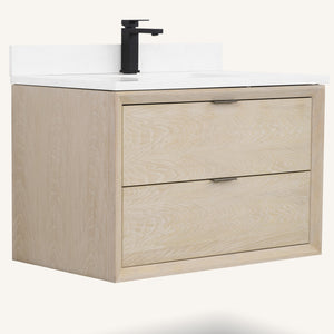 Legion Furniture 36" VANITY WHITEWASHED OAK FINISH WITH 1" THICK WHITE ARTIFICIAL STONE WH2536-WO