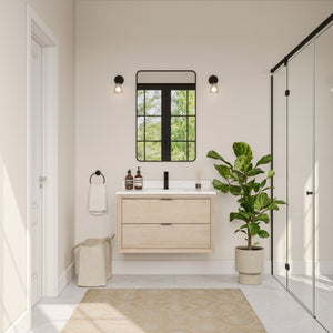 Legion Furniture 36" VANITY WHITEWASHED OAK FINISH WITH 1" THICK WHITE ARTIFICIAL STONE WH2536-WO