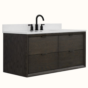 Legion Furniture 48" VANITY BROWN OAK FINISH WITH 1" THICK WHITE ARTIFICIAL STONE WH2548-BO