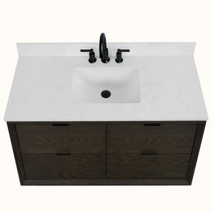 Legion Furniture 48" VANITY BROWN OAK FINISH WITH 1" THICK WHITE ARTIFICIAL STONE WH2548-BO