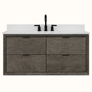 Legion Furniture 48" VANITY GREY OAK FINISH WITH 1" THICK WHITE ARTIFICIAL STONE WH2548-GO