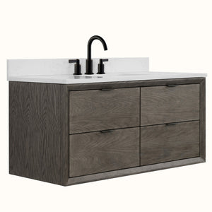 Legion Furniture 48" VANITY GREY OAK FINISH WITH 1" THICK WHITE ARTIFICIAL STONE WH2548-GO