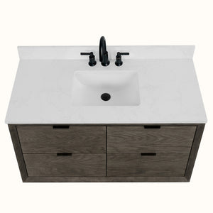 Legion Furniture 48" VANITY GREY OAK FINISH WITH 1" THICK WHITE ARTIFICIAL STONE WH2548-GO