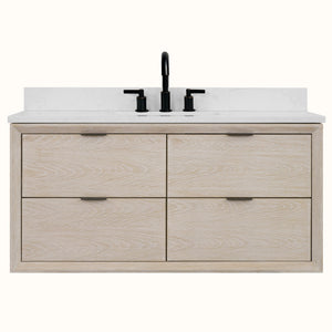 Legion Furniture 48" VANITY WHITEWASHED OAK FINISH WITH 1" THICK WHITE ARTIFICIAL STONE WH2548-WO
