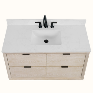 Legion Furniture 48" VANITY WHITEWASHED OAK FINISH WITH 1" THICK WHITE ARTIFICIAL STONE WH2848-WO