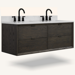 Legion Furniture 60" VANITY BROWN OAK FINISH WITH 1" THICK WHITE ARTIFICIAL STONE WH2560-BO