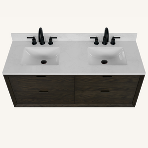 Legion Furniture 60" VANITY BROWN OAK FINISH WITH 1" THICK WHITE ARTIFICIAL STONE WH2560-BO
