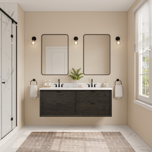 Legion Furniture 60" VANITY BROWN OAK FINISH WITH 1" THICK WHITE ARTIFICIAL STONE WH2560-BO