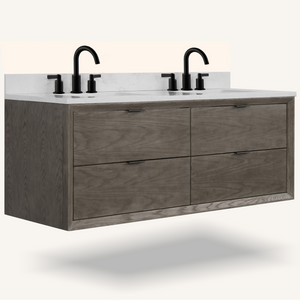 Legion Furniture 60" VANITY GREY OAK FINISH WITH 1" THICK WHITE ARTIFICIAL STONE WH2560-GO