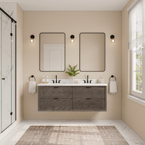 Legion Furniture 60" VANITY GREY OAK FINISH WITH 1" THICK WHITE ARTIFICIAL STONE WH2560-GO