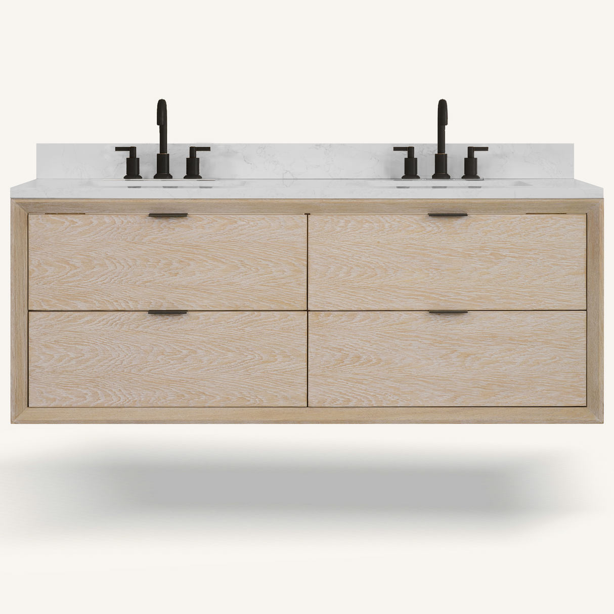 Legion Furniture 60" VANITY WHITEWASHED OAK FINISH WITH 1" THICK WHITE ARTIFICIAL STONE WH2560-WO
