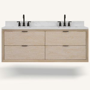 Legion Furniture 60" VANITY WHITEWASHED OAK FINISH WITH 1" THICK WHITE ARTIFICIAL STONE WH2560-WO