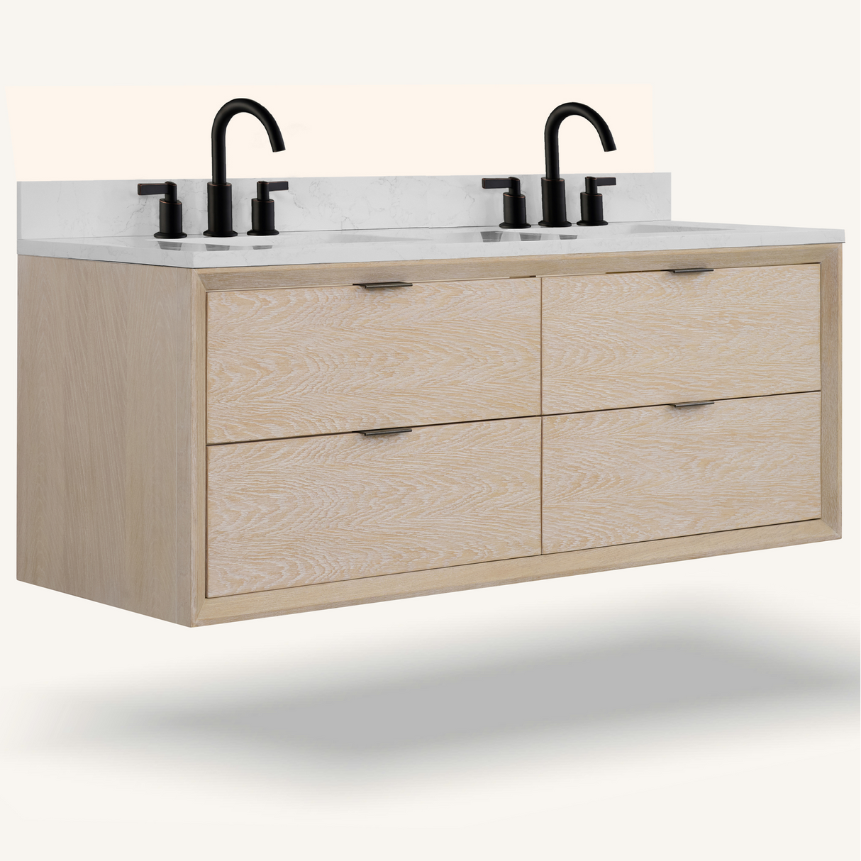 Legion Furniture 60" VANITY WHITEWASHED OAK FINISH WITH 1" THICK WHITE ARTIFICIAL STONE WH2560-WO