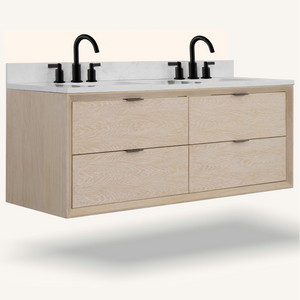 Legion Furniture 60" VANITY WHITEWASHED OAK FINISH WITH 1" THICK WHITE ARTIFICIAL STONE WH2560-WO