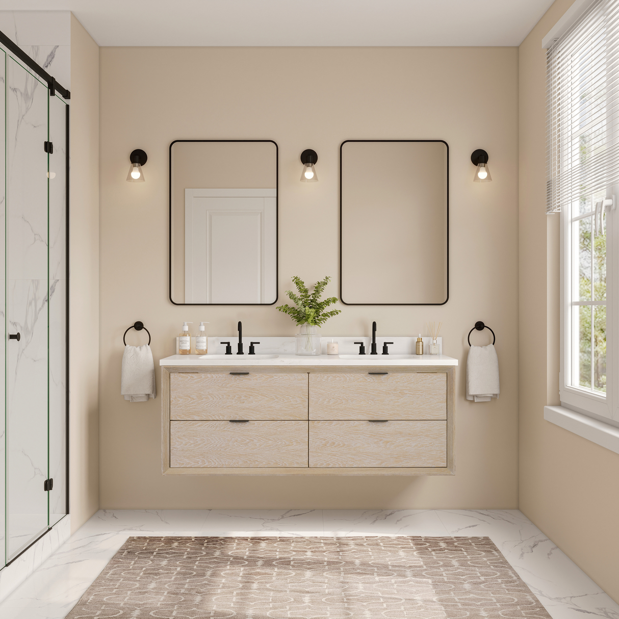 Legion Furniture 60" VANITY WHITEWASHED OAK FINISH WITH 1" THICK WHITE ARTIFICIAL STONE WH2560-WO