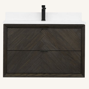 Legion Furniture 36" VANITY BROWN OAK FINISH WITH 1" THICK WHITE ARTIFICIAL STONE WH2636-BO