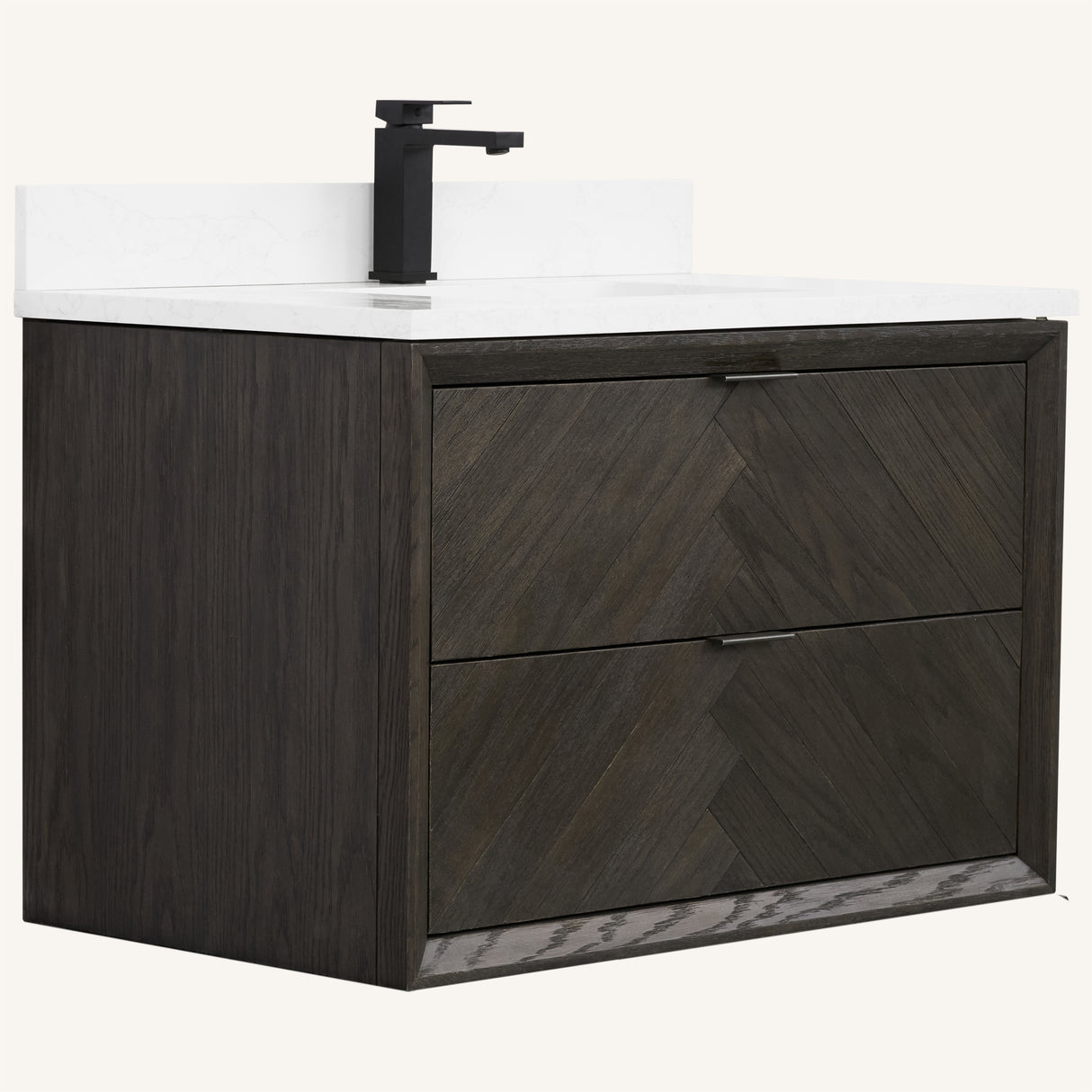 Legion Furniture 36" VANITY BROWN OAK FINISH WITH 1" THICK WHITE ARTIFICIAL STONE WH2636-BO