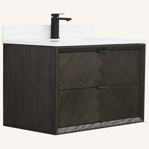 Legion Furniture 36" VANITY BROWN OAK FINISH WITH 1" THICK WHITE ARTIFICIAL STONE WH2636-BO