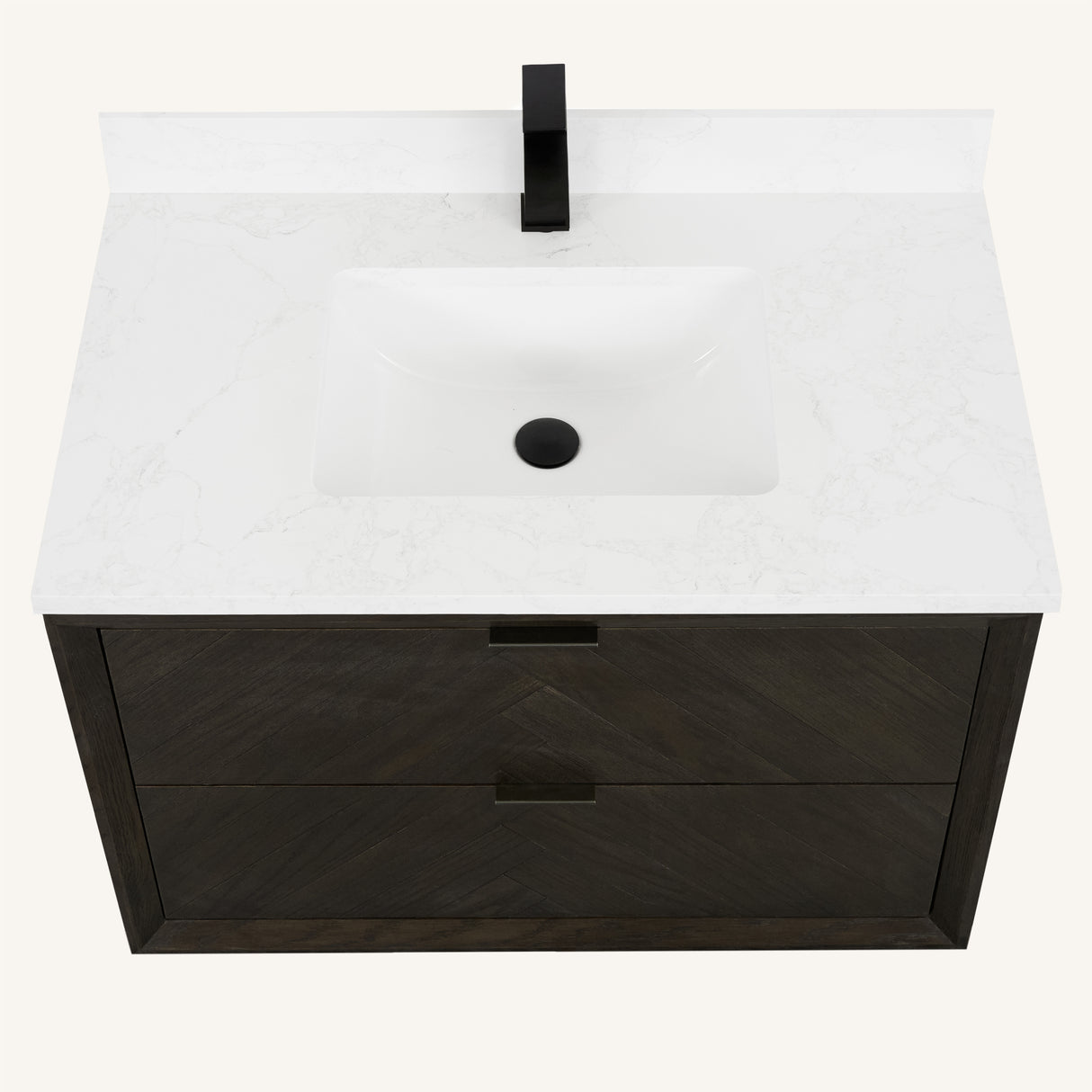 Legion Furniture 36" VANITY BROWN OAK FINISH WITH 1" THICK WHITE ARTIFICIAL STONE WH2636-BO