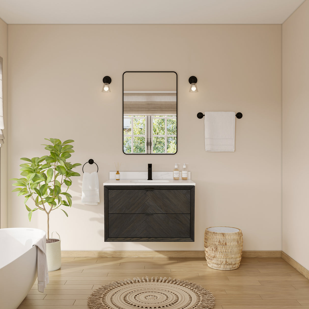 Legion Furniture 36" VANITY BROWN OAK FINISH WITH 1" THICK WHITE ARTIFICIAL STONE WH2636-BO