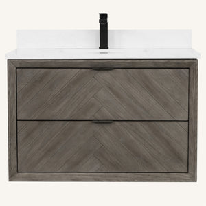 Legion Furniture 36" VANITY GREY OAK FINISH WITH 1" THICK WHITE ARTIFICIAL STONE WH2636-GO