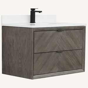 Legion Furniture 36" VANITY GREY OAK FINISH WITH 1" THICK WHITE ARTIFICIAL STONE WH2636-GO