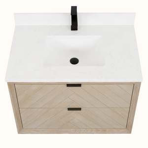 Legion Furniture 36" VANITY WHITEWASHED OAK FINISH WITH 1" THICK WHITE ARTIFICIAL STONE WH2636-WO