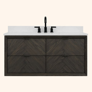 Legion Furniture 48" VANITY BROWN OAK FINISH WITH 1" THICK WHITE ARTIFICIAL STONE WH2648-BO