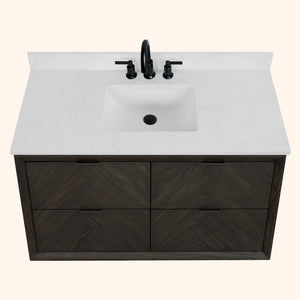 Legion Furniture 48" VANITY BROWN OAK FINISH WITH 1" THICK WHITE ARTIFICIAL STONE WH2648-BO
