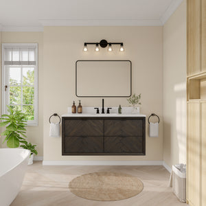 Legion Furniture 48" VANITY BROWN OAK FINISH WITH 1" THICK WHITE ARTIFICIAL STONE WH2648-BO