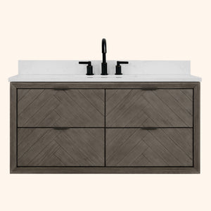 Legion Furniture 48" VANITY GREY OAK FINISH WITH 1" THICK WHITE ARTIFICIAL STONE WH2648-GO
