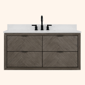 Legion Furniture 48" VANITY GREY OAK FINISH WITH 1" THICK WHITE ARTIFICIAL STONE WH2848-GO