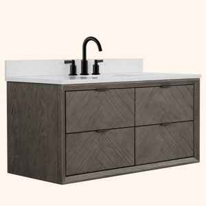 Legion Furniture 48" VANITY GREY OAK FINISH WITH 1" THICK WHITE ARTIFICIAL STONE WH2848-GO