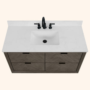 Legion Furniture 48" VANITY GREY OAK FINISH WITH 1" THICK WHITE ARTIFICIAL STONE WH2648-GO