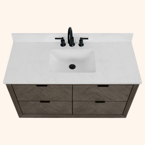 Legion Furniture 48" VANITY GREY OAK FINISH WITH 1" THICK WHITE ARTIFICIAL STONE WH2848-GO