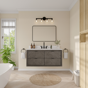 Legion Furniture 48" VANITY GREY OAK FINISH WITH 1" THICK WHITE ARTIFICIAL STONE WH2848-GO