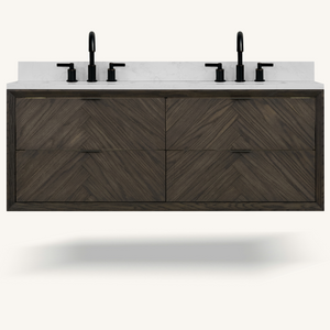 Legion Furniture 60" VANITY BROWN OAK FINISH WITH 1" THICK WHITE ARTIFICIAL STONE WH2660-BO