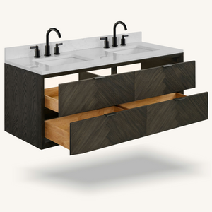 Legion Furniture 60" VANITY BROWN OAK FINISH WITH 1" THICK WHITE ARTIFICIAL STONE WH2660-BO